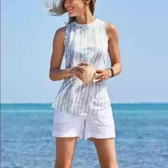Athleta Breezy Tye-Die Sleeveless Sky Blue/White Flowy Tank - Picture 1 of 9